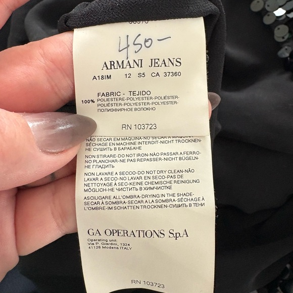 LIKE NEW Armani Jeans Sequin 'Speechless' Mini Shift Dress Sleeveless Black 14 - Picture 16 of 16